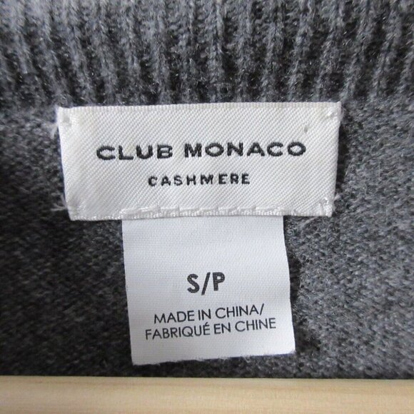 Club Monaco Womens Cashmere 100% Small Grey Ruffle Neck Sweater Top Luxury 180 - Picture 3 of 9